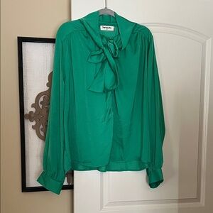 Impressions Emerald Green Blouse with Bow Detail